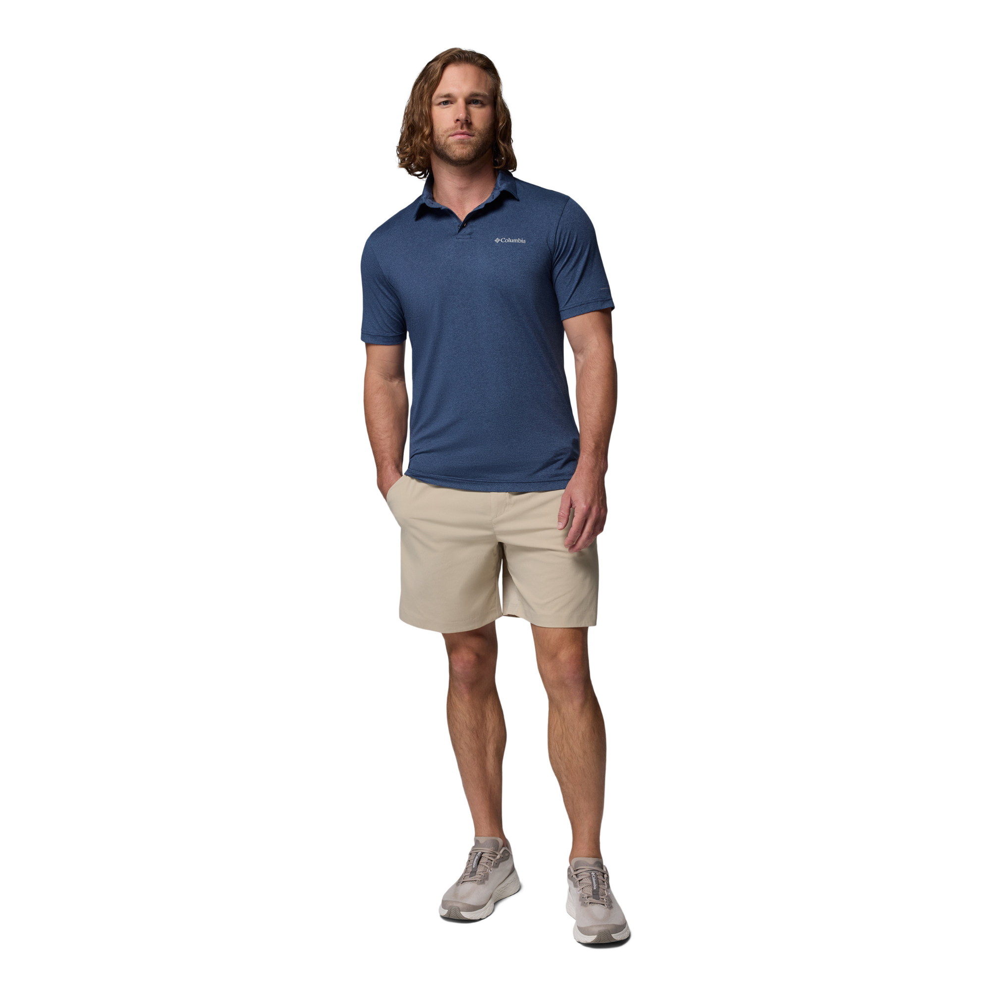 Columbia Men's Parsons Point Technical Polo Shirt (Collegiate Navy/Heather/Mountain Blue)