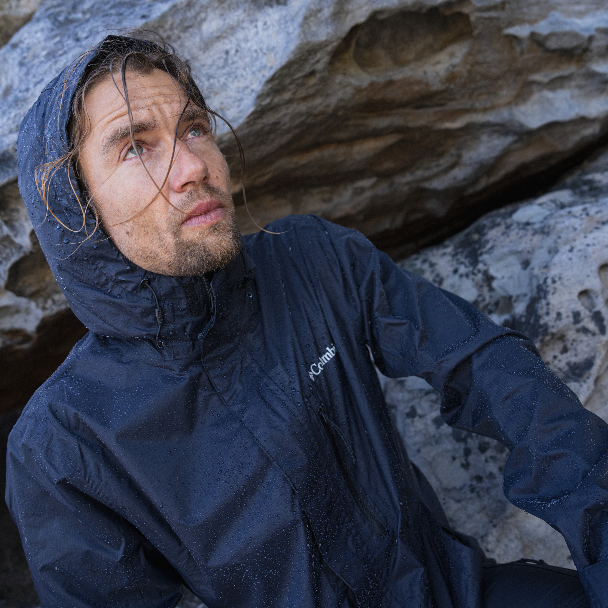 Columbia Men's Pouring Adventure III Packable Waterproof Jacket (Black)