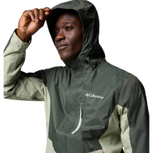 Load image into Gallery viewer, Columbia Men&#39;s Pouring Adventure Waterproof Jacket (Greenscape/Safari)
