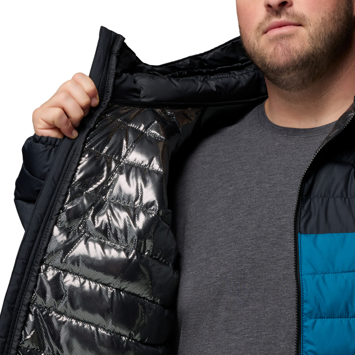 Columbia Men's Powder Lite II Hooded Insulated Jacket Phoenix Blue Black 442 2086944