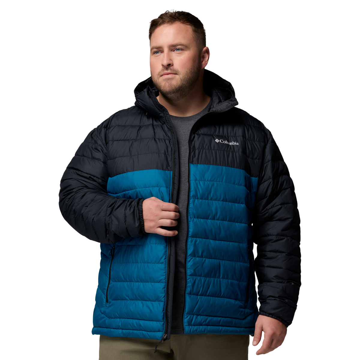 Columbia Men's Powder Lite II Hooded Insulated Jacket Phoenix Blue Black 442 2086944
