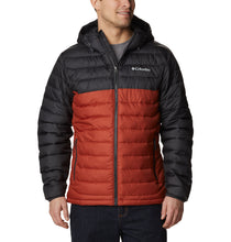 Load image into Gallery viewer, Columbia Men&#39;s Powder Lite Omni-Heat Hooded Insulated Jacket (Warp Red/Shark)
