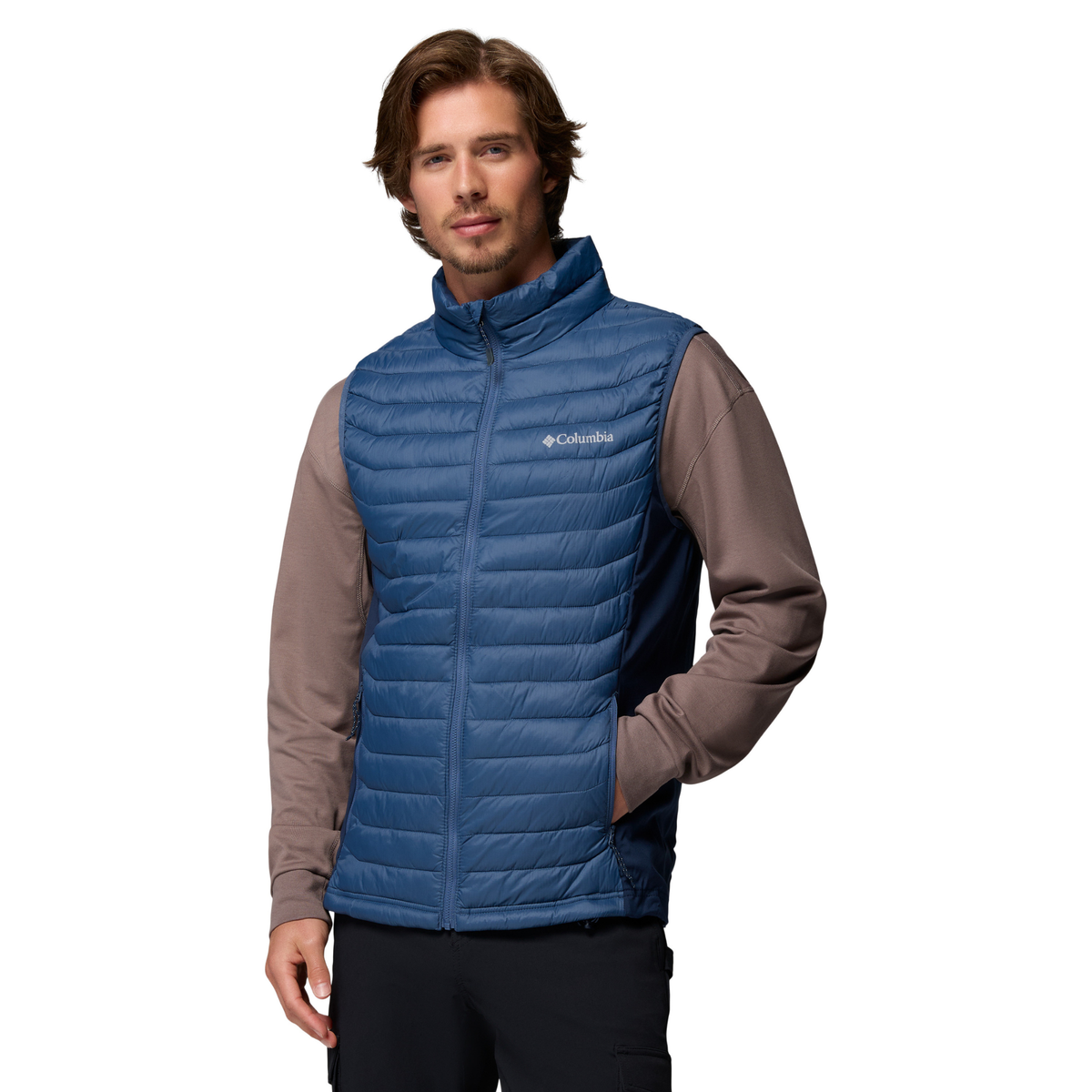 Columbia Men's Powder Pass Hybrid Puffer Body Warmer (Dark Mountain/Collegiate Navy)