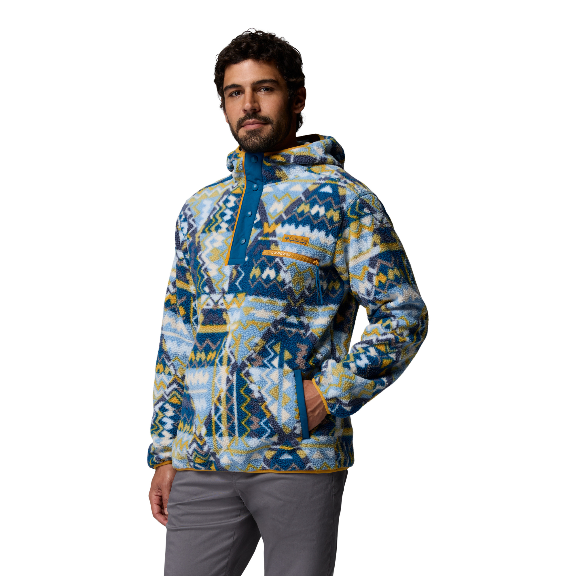 Columbia Men's Printed Helvetia II Hooded Fleece Hoody Phoenix Blue Geomix 443 2090881