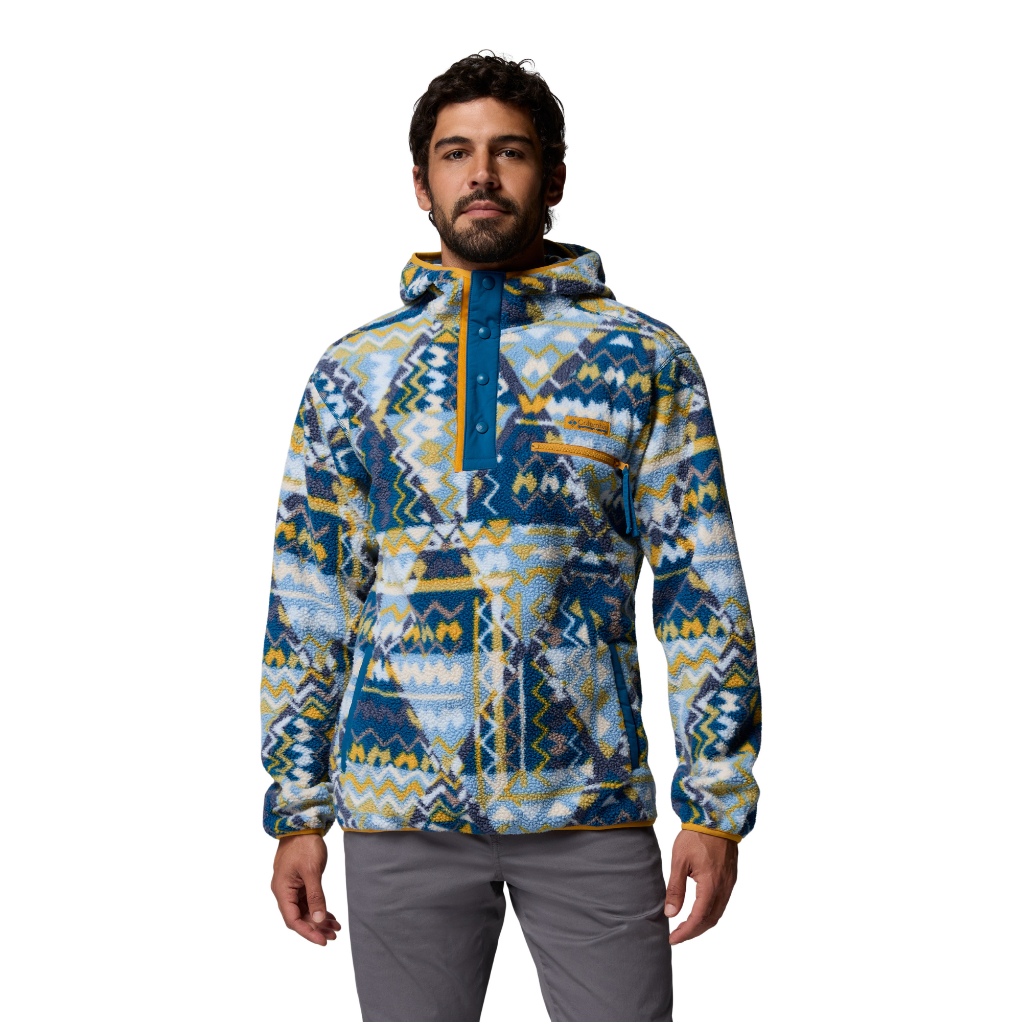 Columbia Men's Printed Helvetia II Hooded Fleece Hoody Phoenix Blue Geomix 443 2090881