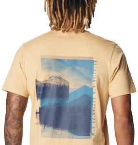 Columbia Men's Rapid Ridge II Back Graphic Tee (Light Camel/Tonal Treescape)