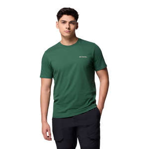 Columbia Men's Rapid Ridge II Organic Cotton Back Graphic Tee (Rain Forest/Amazing Heights)