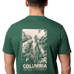 Columbia Men's Rapid Ridge II Organic Cotton Back Graphic Tee (Rain Forest/Amazing Heights)
