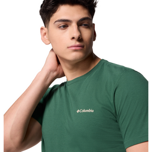 Columbia Men's Rapid Ridge II Organic Cotton Back Graphic Tee (Rain Forest/Amazing Heights)