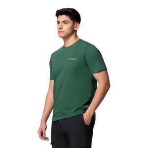 Columbia Men's Rapid Ridge II Organic Cotton Back Graphic Tee (Rain Forest/Amazing Heights)