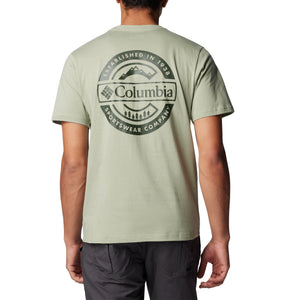 Columbia Men's Rapid Ridge II Organic Cotton Back Graphic Tee (Safari/Button Badge)