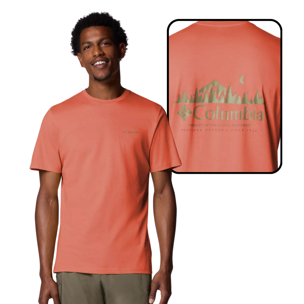 Columbia Men's Rapid Ridge II Organic Cotton Back Graphic Tee (Tuscan/Heavenly Horizons)