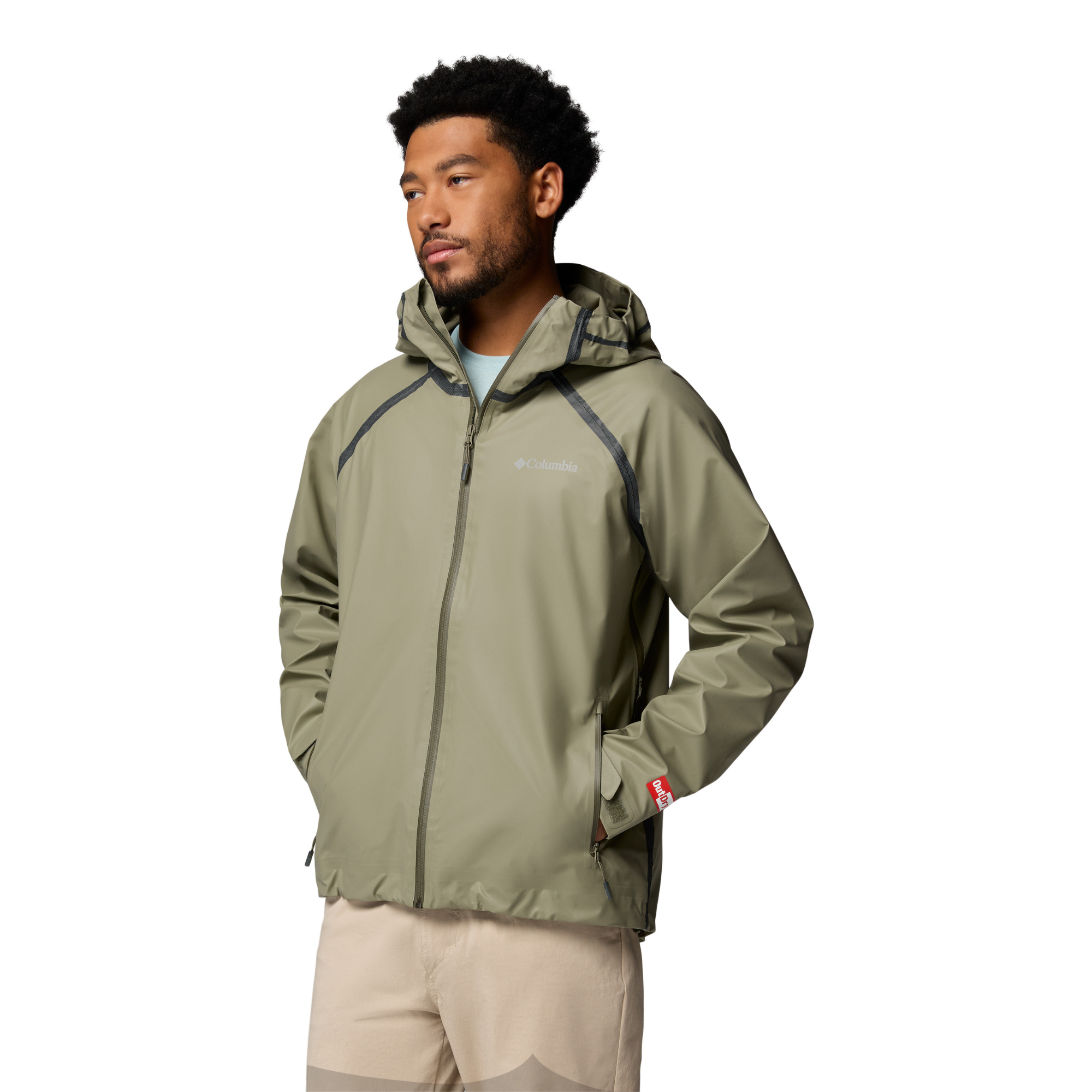 Columbia Men's Reign No Shine Outdry Extreme Waterproof Jacket (Stone Green)