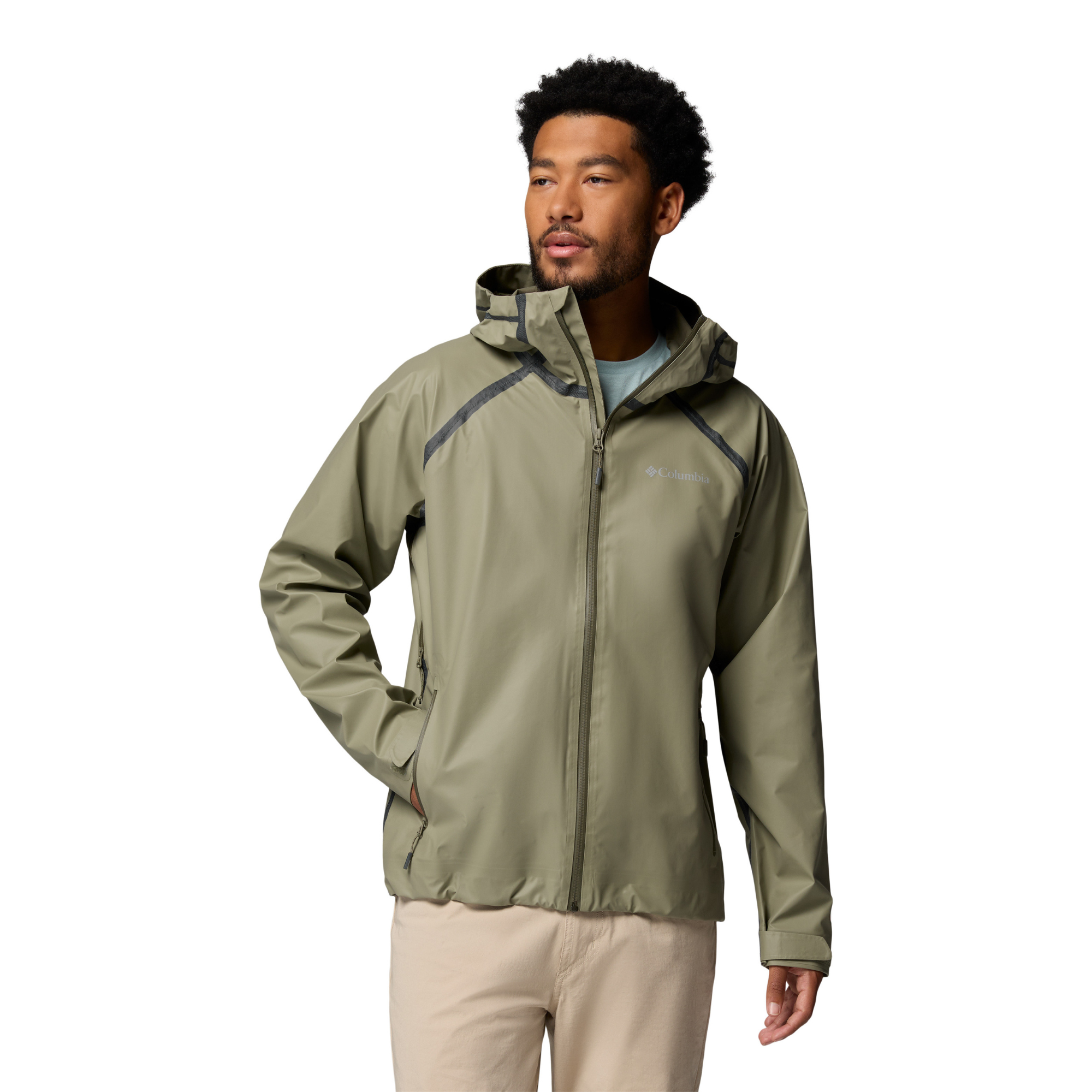 Columbia Men's Reign No Shine Outdry Extreme Waterproof Jacket (Stone Green)