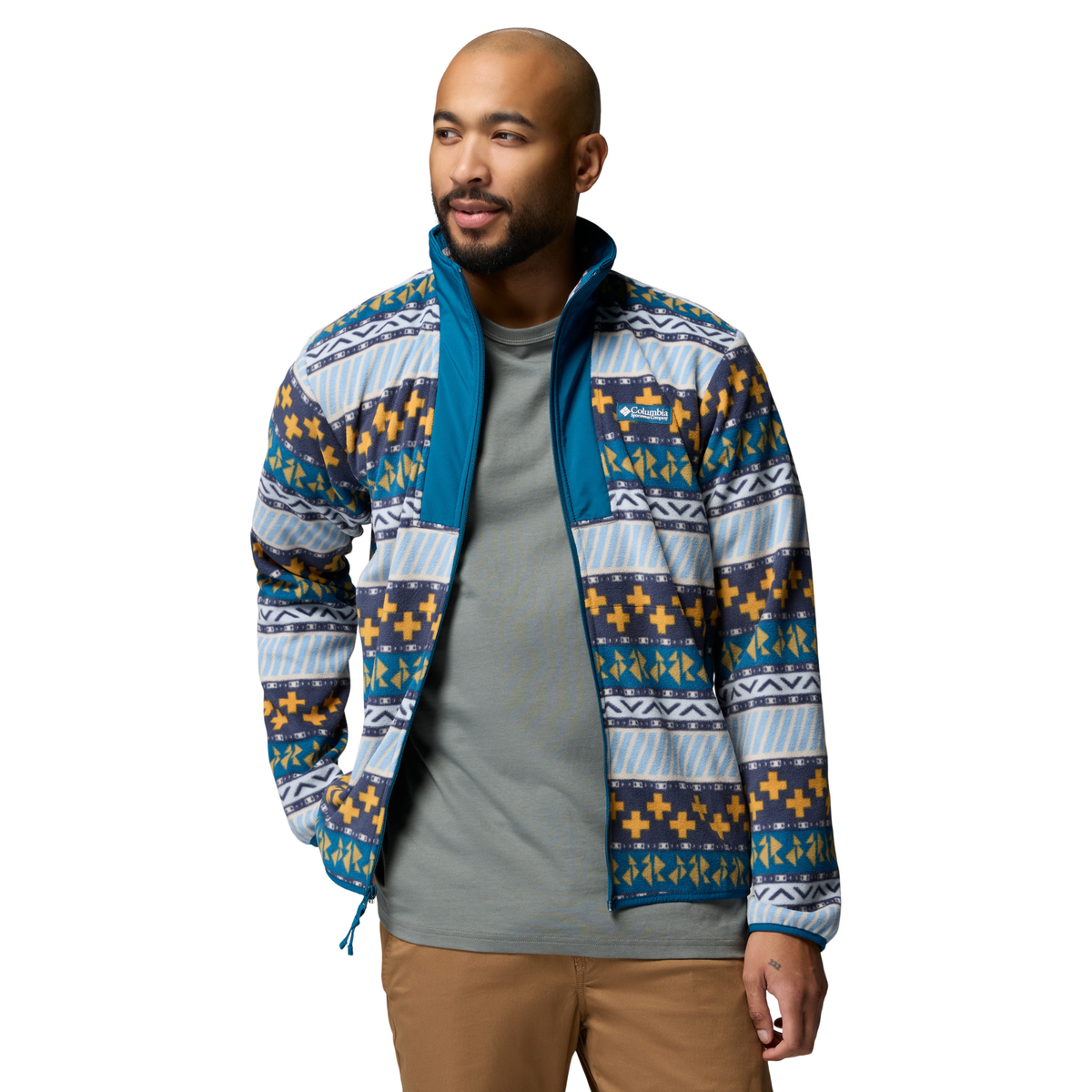 Columbia Men's Sequoia Grove II Printed Full Zip Fleece Jacket Phoenix Blue Wizard Island 442 2174071