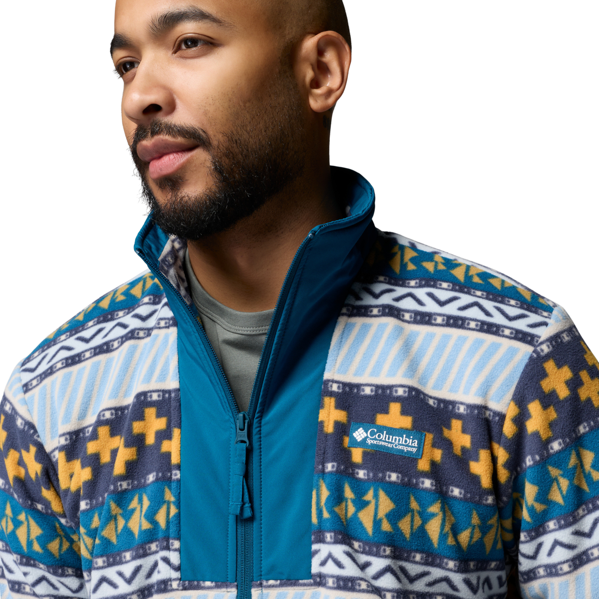Columbia Men's Sequoia Grove II Printed Full Zip Fleece Jacket Phoenix Blue Wizard Island 442 2174071