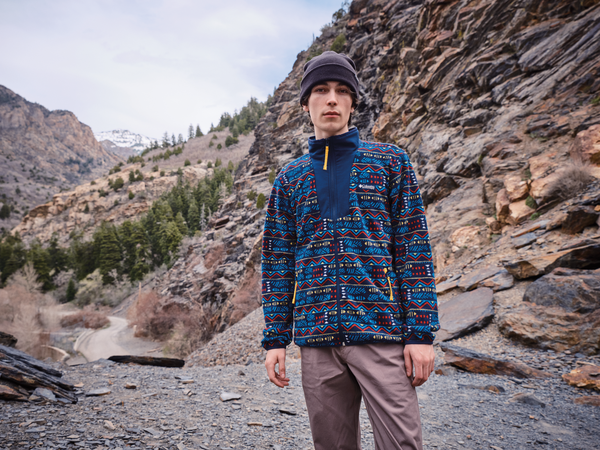Columbia Men's Sequoia Grove Printed Full Zip Fleece (Dark Mountain/Horizons)