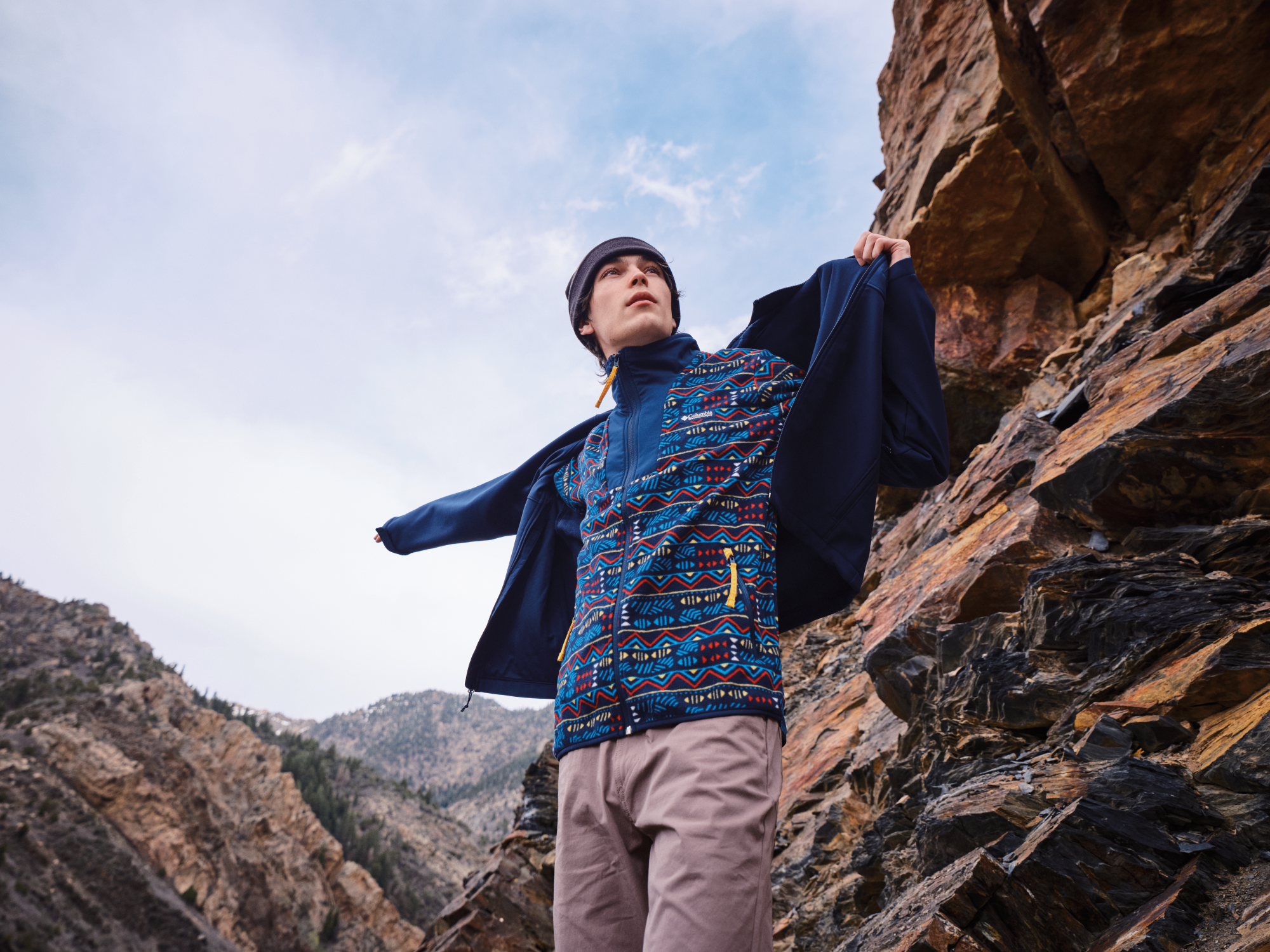 Columbia Men's Sequoia Grove Printed Full Zip Fleece (Dark Mountain/Horizons)
