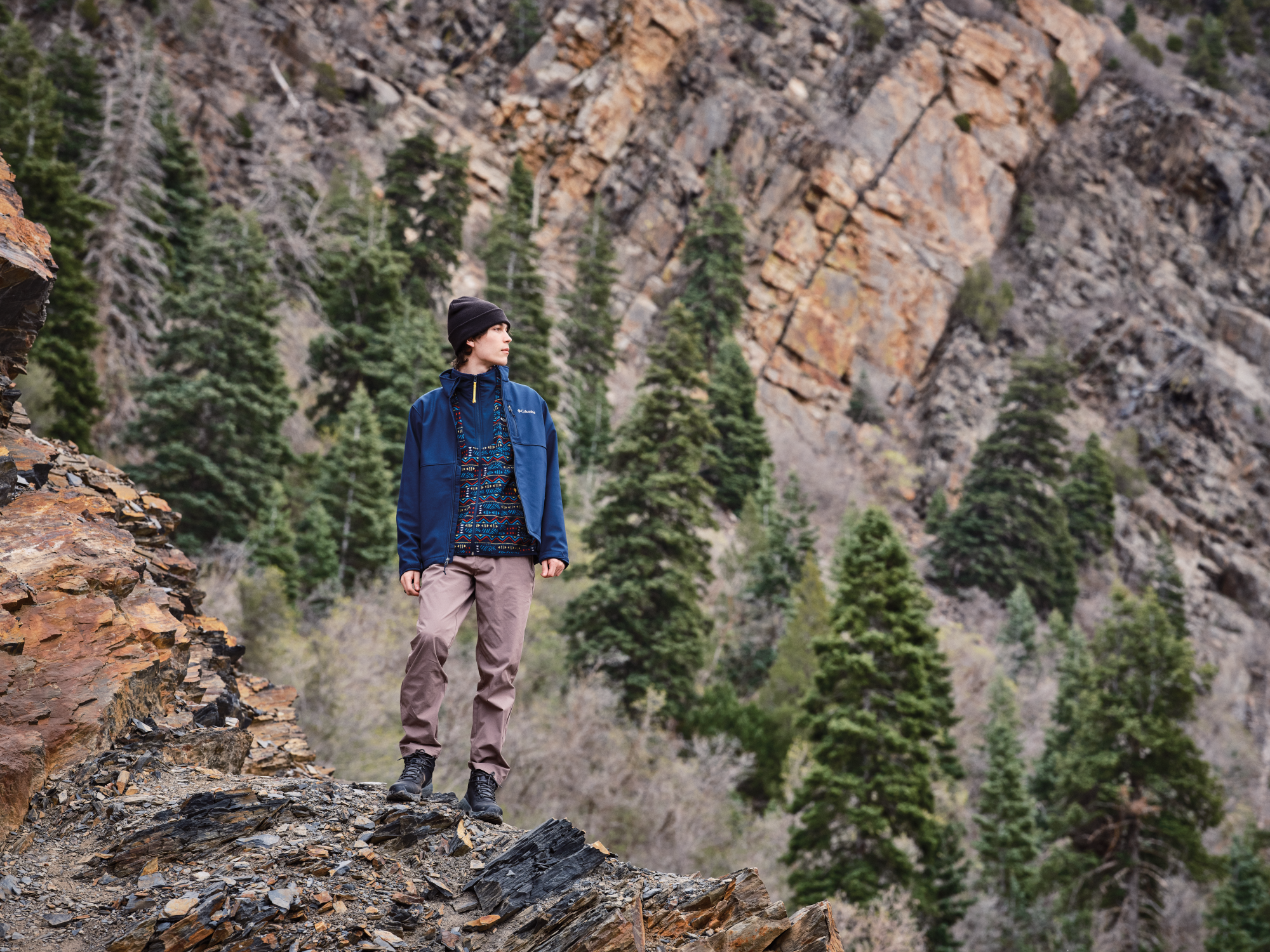 Columbia Men's Sequoia Grove Printed Full Zip Fleece (Dark Mountain/Horizons)
