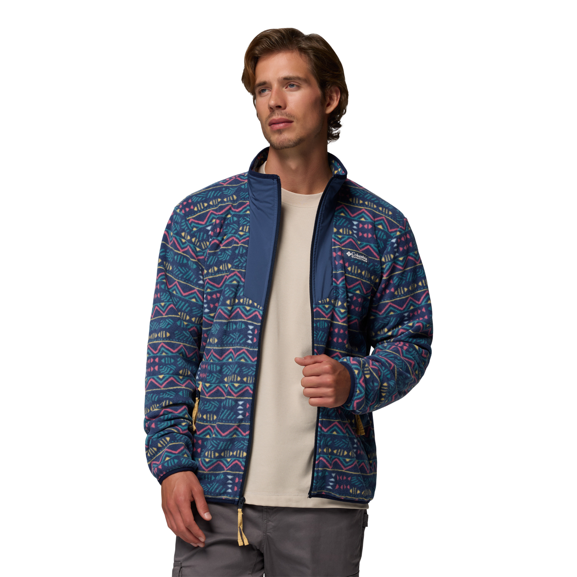 Columbia Men's Sequoia Grove Printed Full Zip Fleece (Dark Mountain/Horizons)