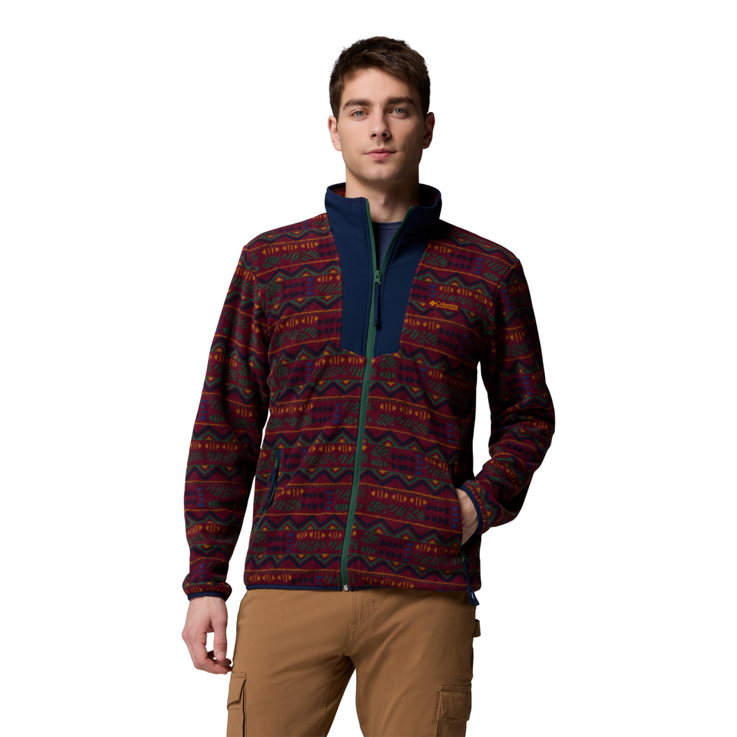 Columbia Men's Sequoia Grove Printed Full Zip Fleece (Rich Wine Horizons)