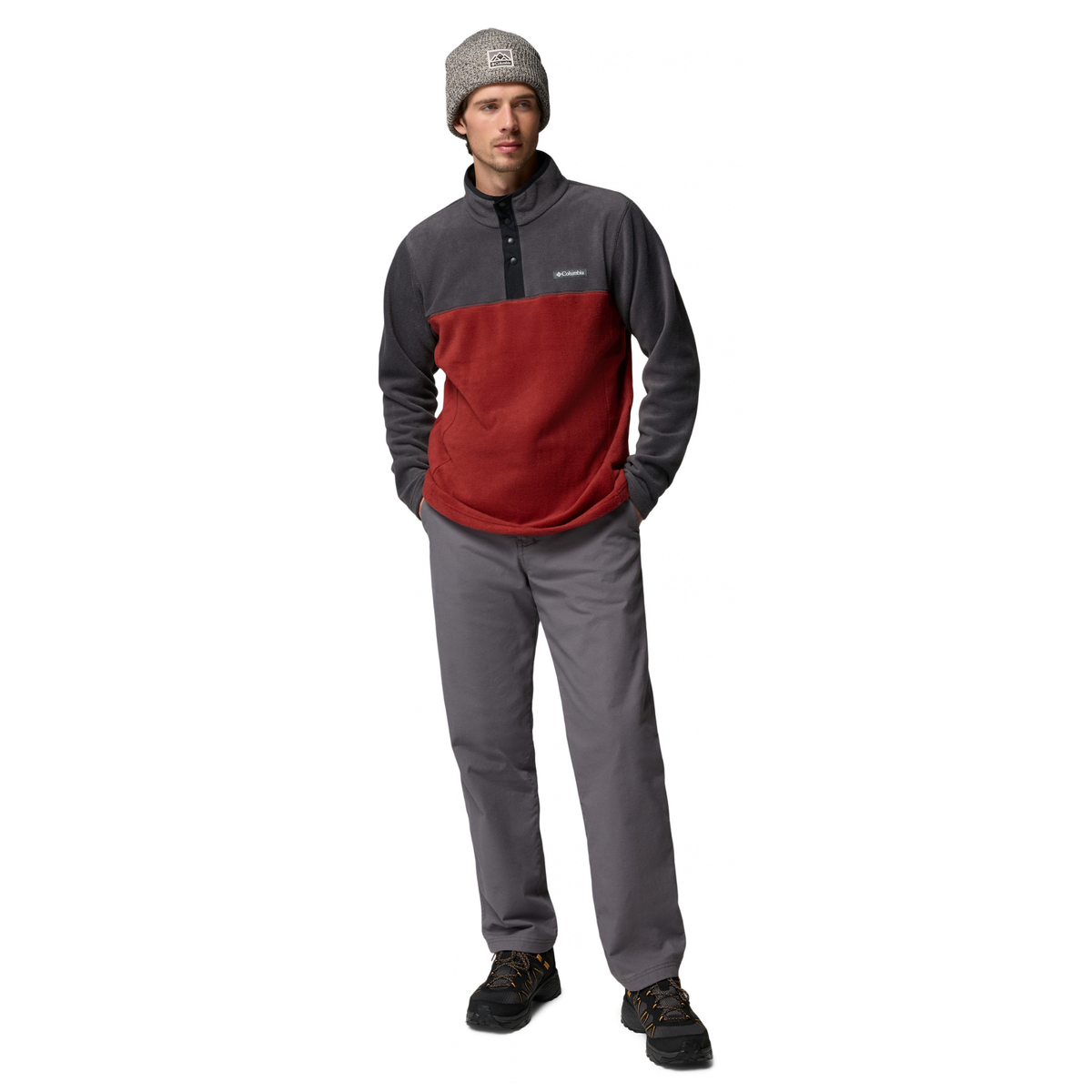 Columbia Men's Steens Mountain II Half Snap Fleece Top (Red Oxide/Shark)