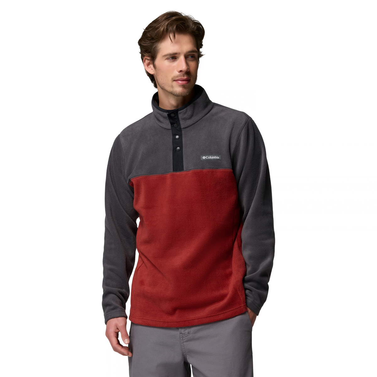Columbia Men's Steens Mountain II Half Snap Fleece Top (Red Oxide/Shark)