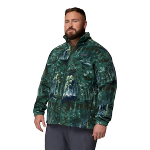Columbia Men's Steens Mountain Print Full Zip Fleece (Rain Forest Deschutestrees)