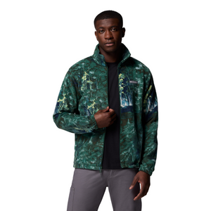 Columbia Men's Steens Mountain Print Full Zip Fleece (Rain Forest Deschutestrees)
