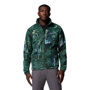 Columbia Men's Steens Mountain Print Full Zip Fleece (Rain Forest Deschutestrees)