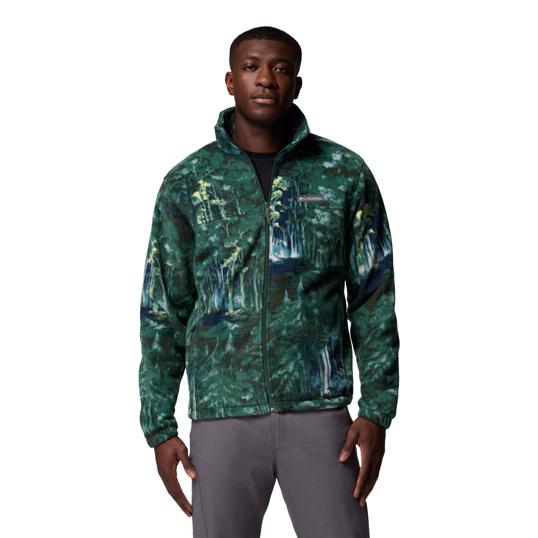 Columbia Men's Steens Mountain Print Full Zip Fleece (Rain Forest Deschutestrees)