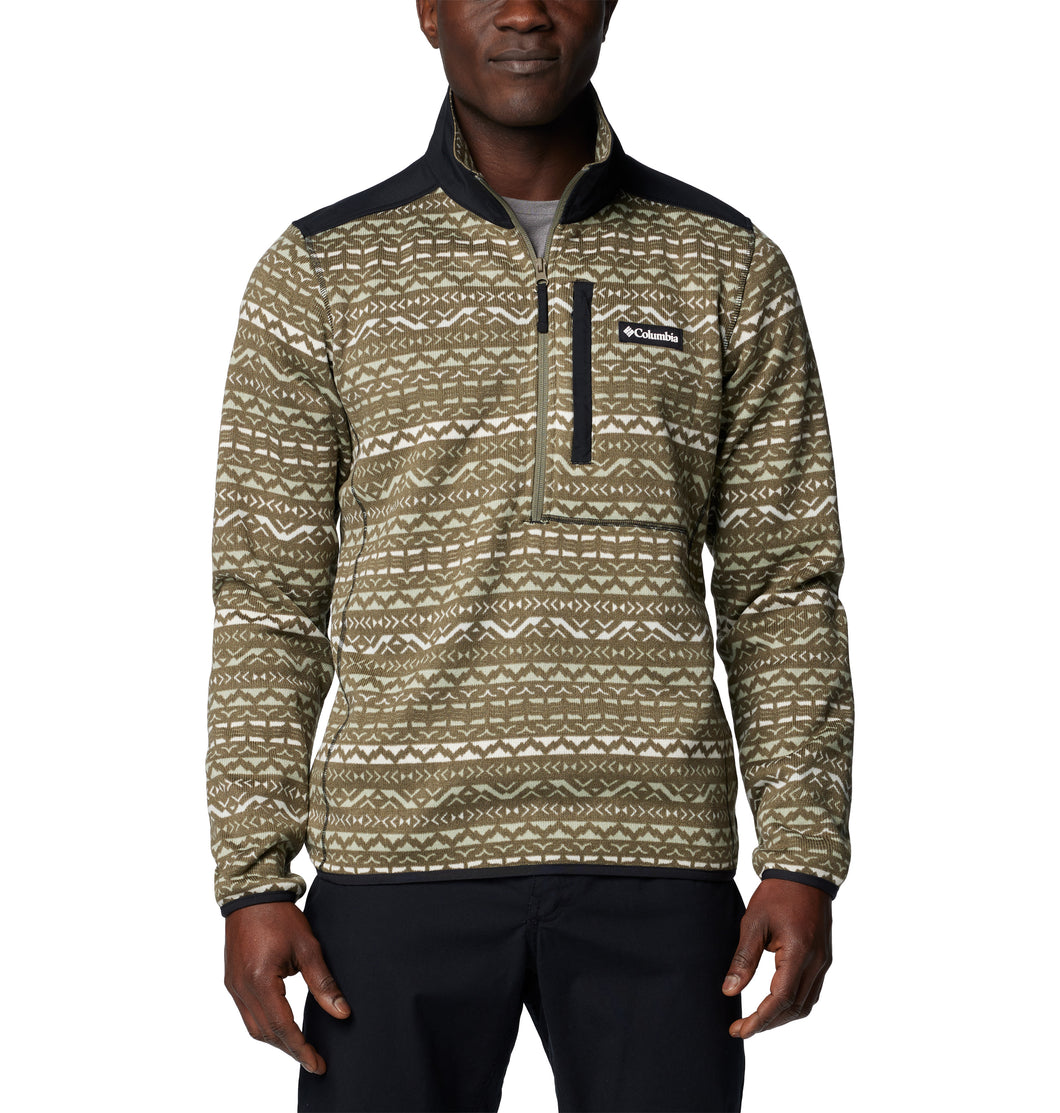 Columbia Men's Sweater Weather III Printed Half Zip Fleece (Stone Green Madras Multi)