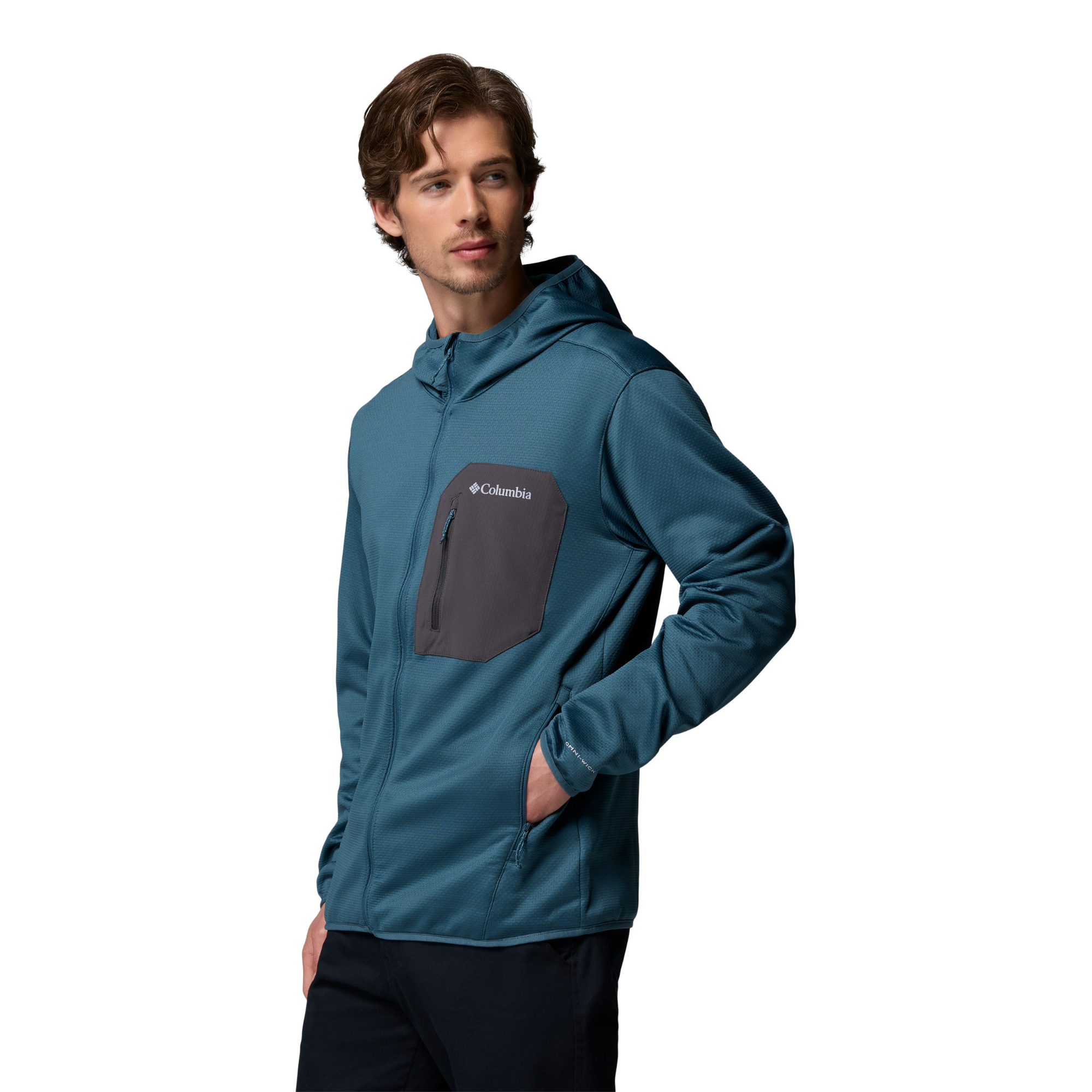 Columbia Men's Tall Heights Grid Hooded Full Zip Fleece (Everblue/Shark)