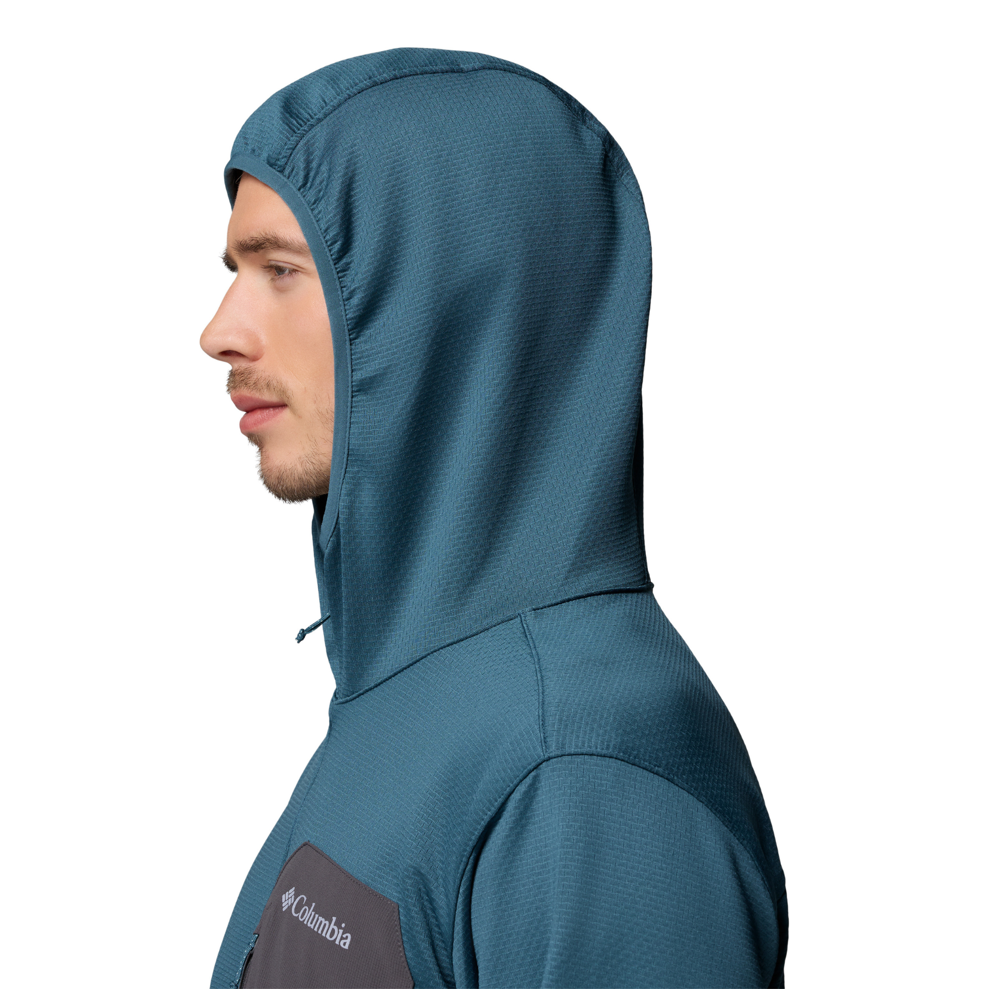 Columbia Men's Tall Heights Grid Hooded Full Zip Fleece (Everblue/Shark)