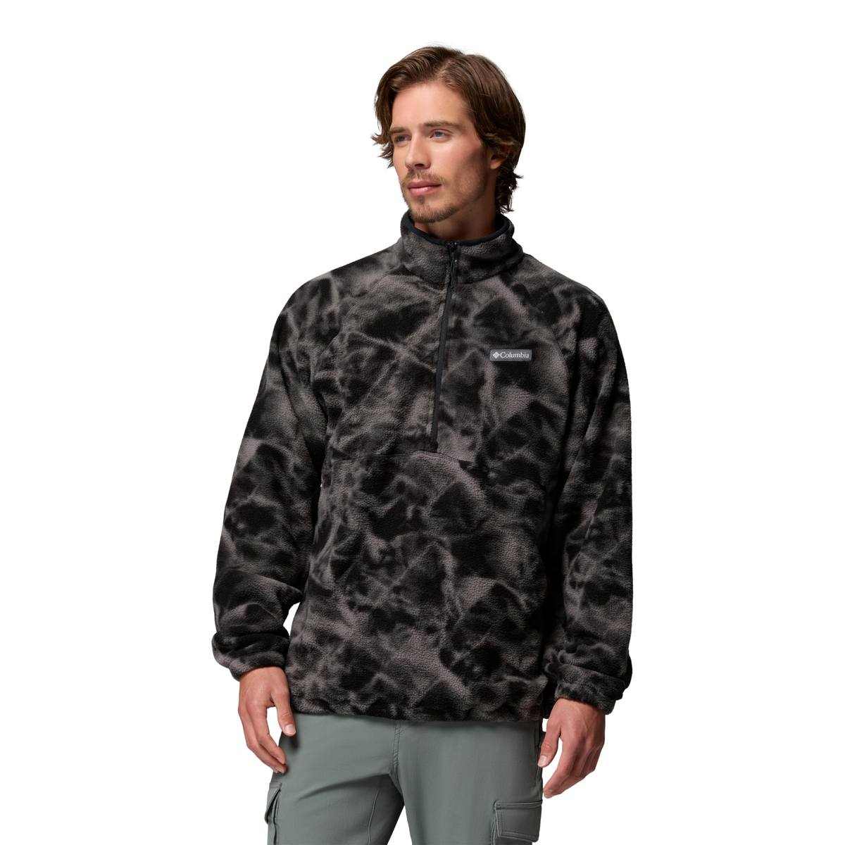 Columbia Men's Timber Crest MTR Printed Half Zip Fleece Top Black Icypeaks 010 2173561