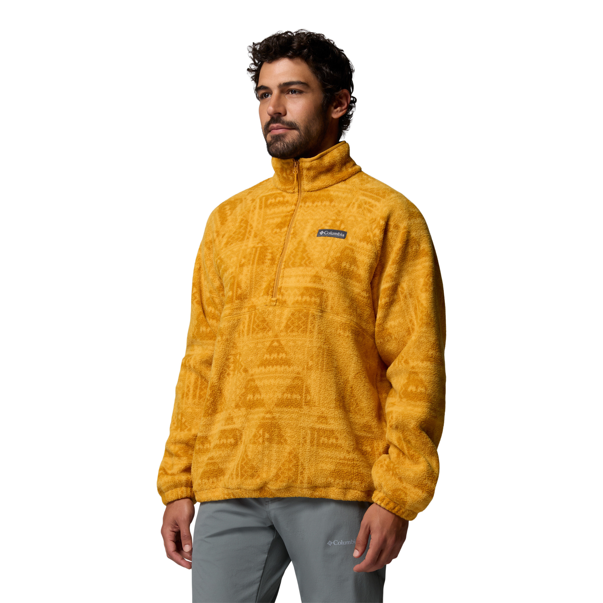 Columbia Men's Timber Crest MTR Printed Half Zip Fleece Top Squash Geomix Tonal 735 2173561