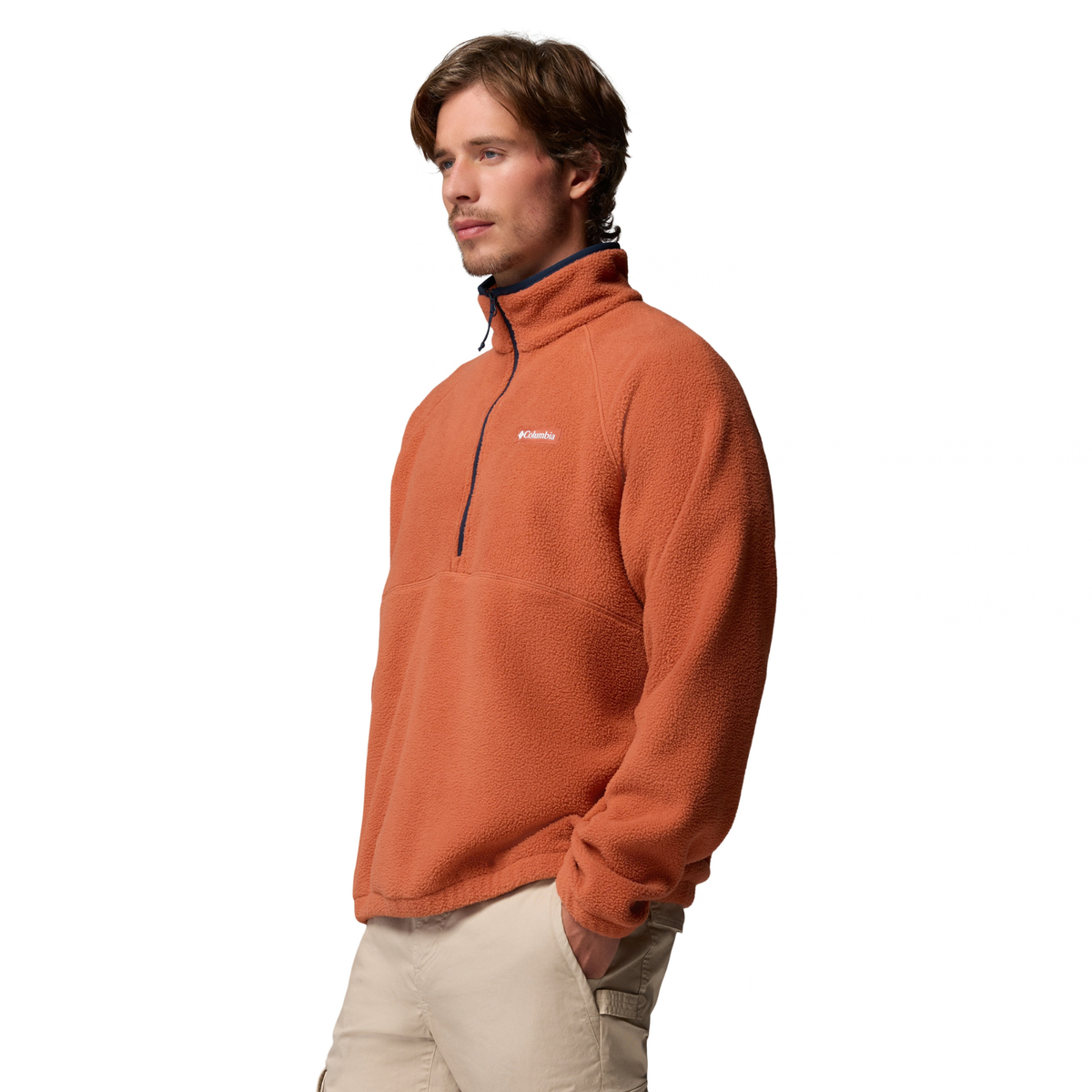 Columbia Men's Timber Crest MTR Sherpa Half Zip Fleece Top (Teak Brown)