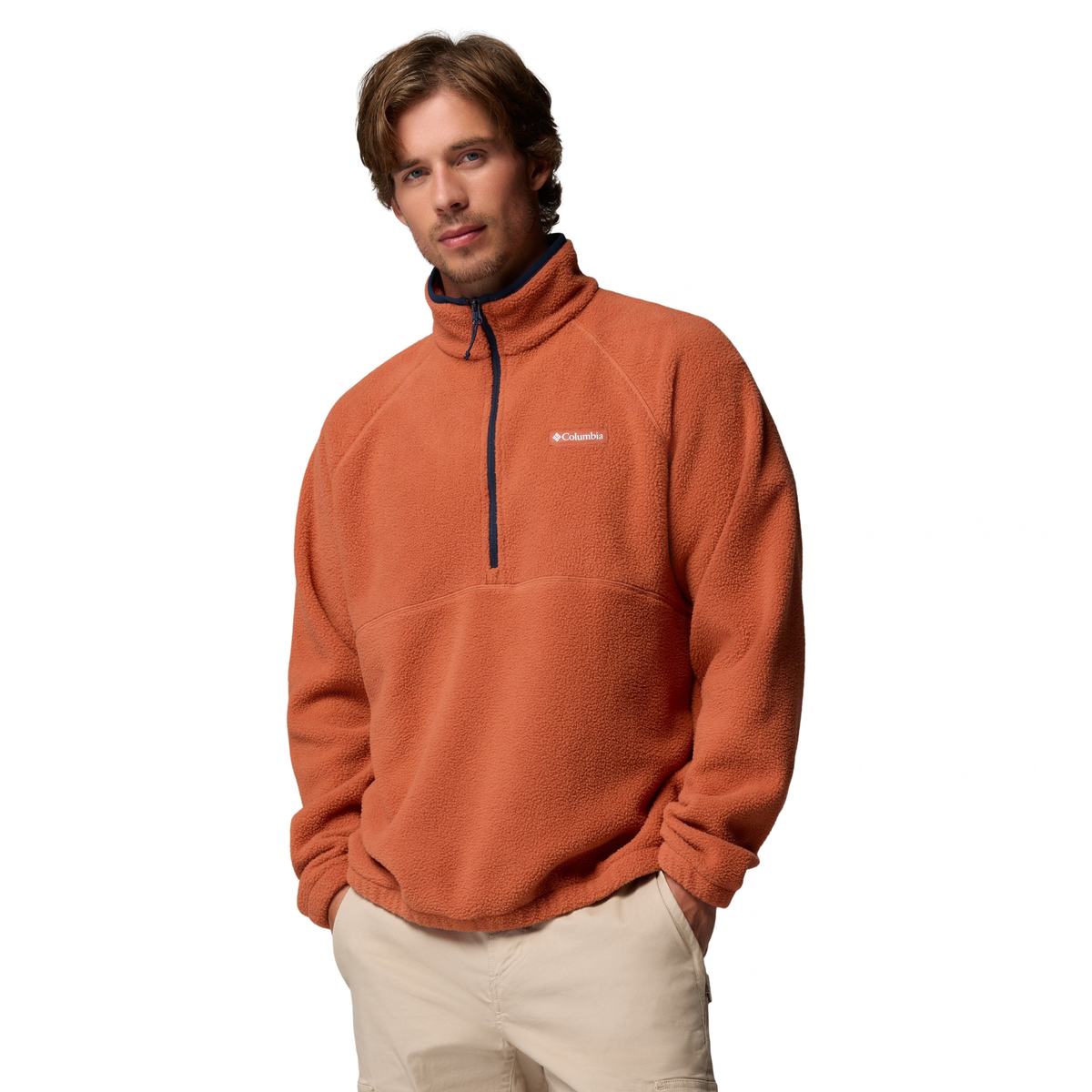 Columbia Men's Timber Crest MTR Sherpa Half Zip Fleece Top (Teak Brown)