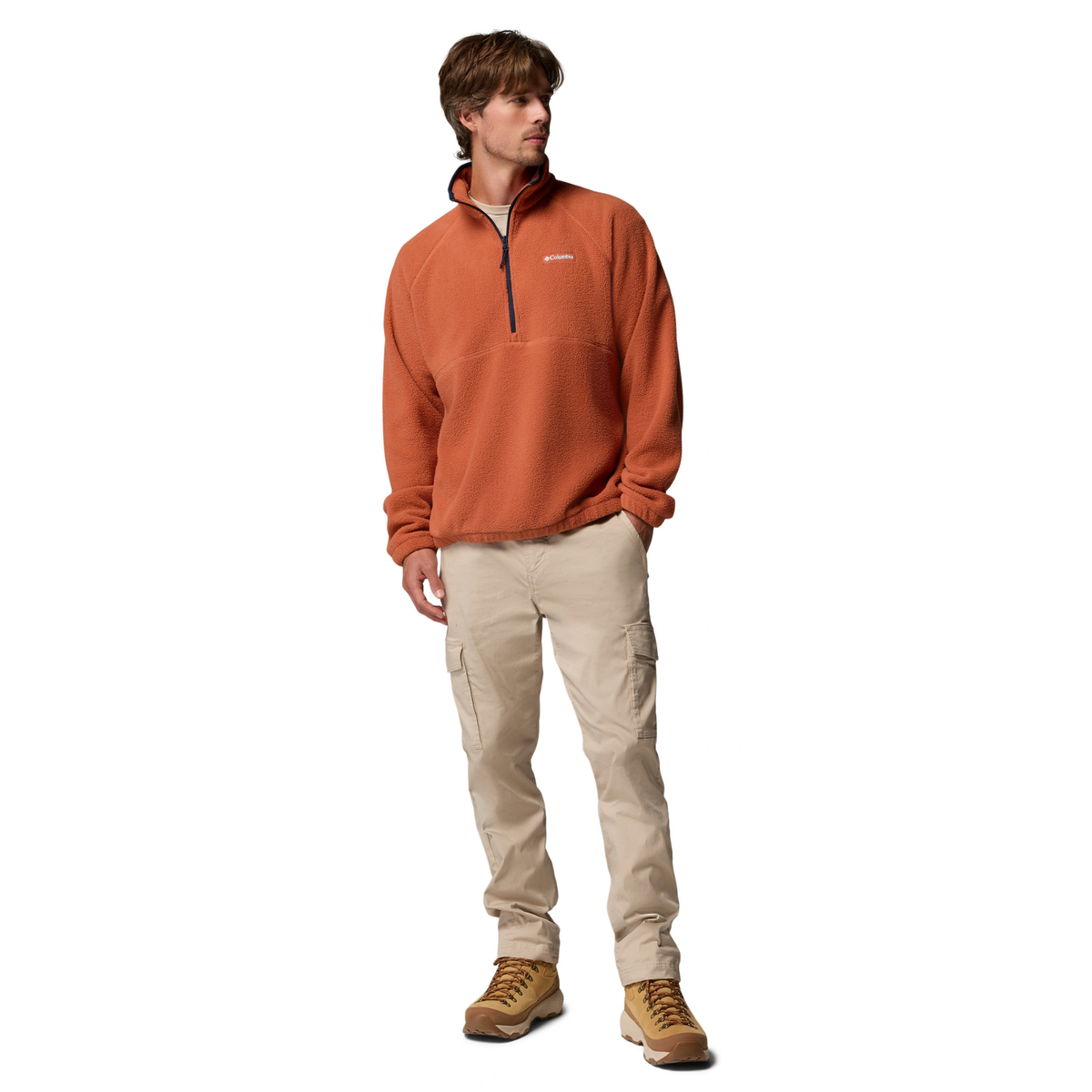 Columbia Men's Timber Crest MTR Sherpa Half Zip Fleece Top (Teak Brown)