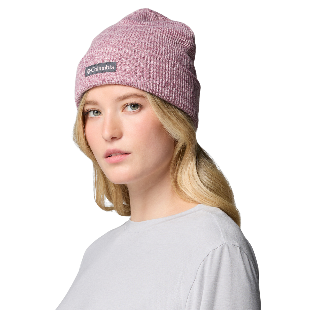 Columbia Unisex Whirlibird Cuffed Beanie Hat Mineral Pink Antique Mauve Logo 619 1911321