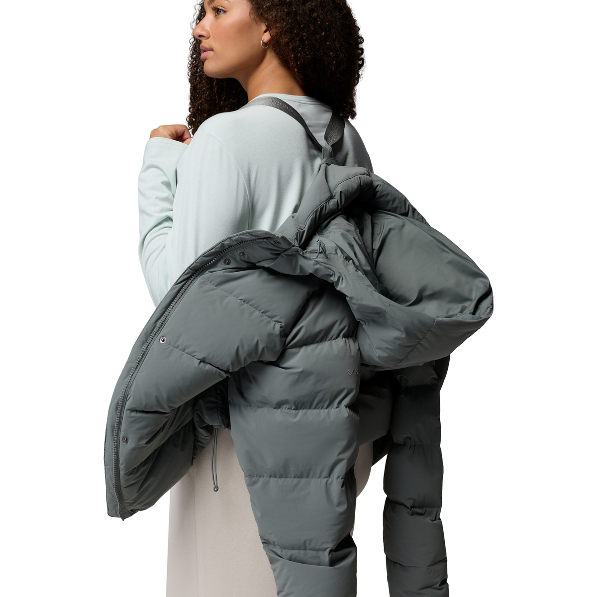 Columbia Women's Amaze Puff Hooded Down Insulated Jacket (Sedona Sage)