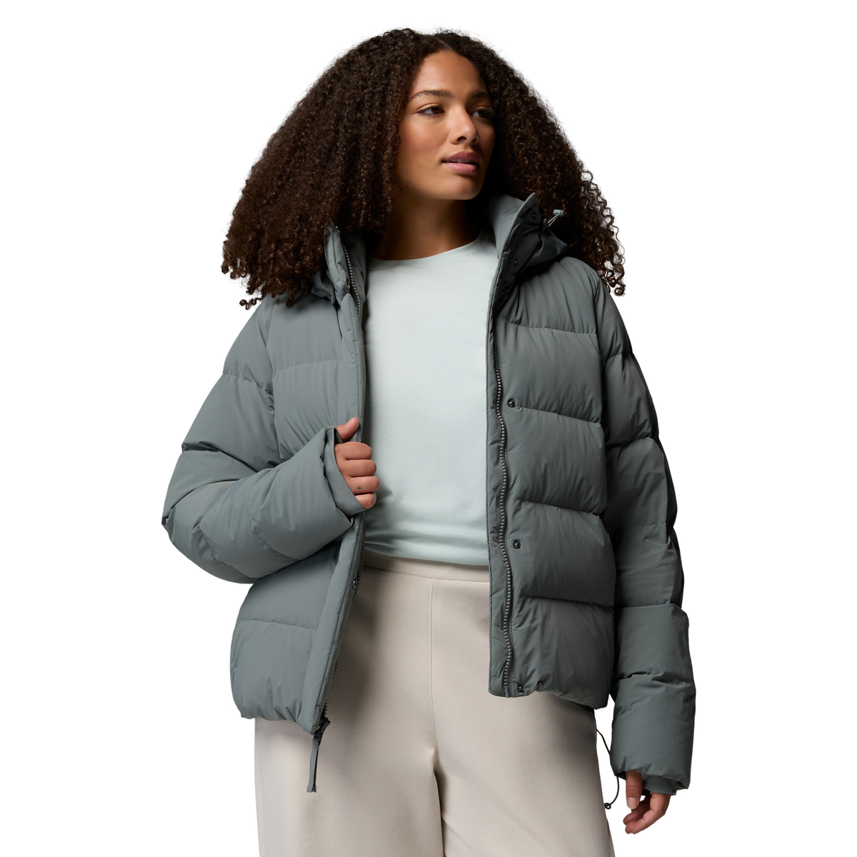 Columbia Women's Amaze Puff Hooded Down Insulated Jacket (Sedona Sage)