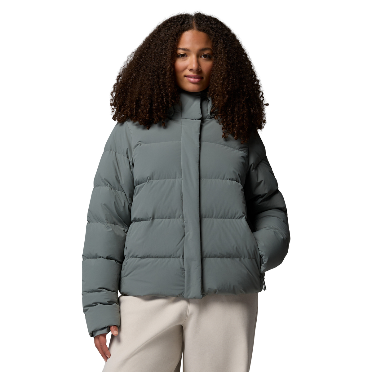Columbia Women's Amaze Puff Hooded Down Insulated Jacket (Sedona Sage)