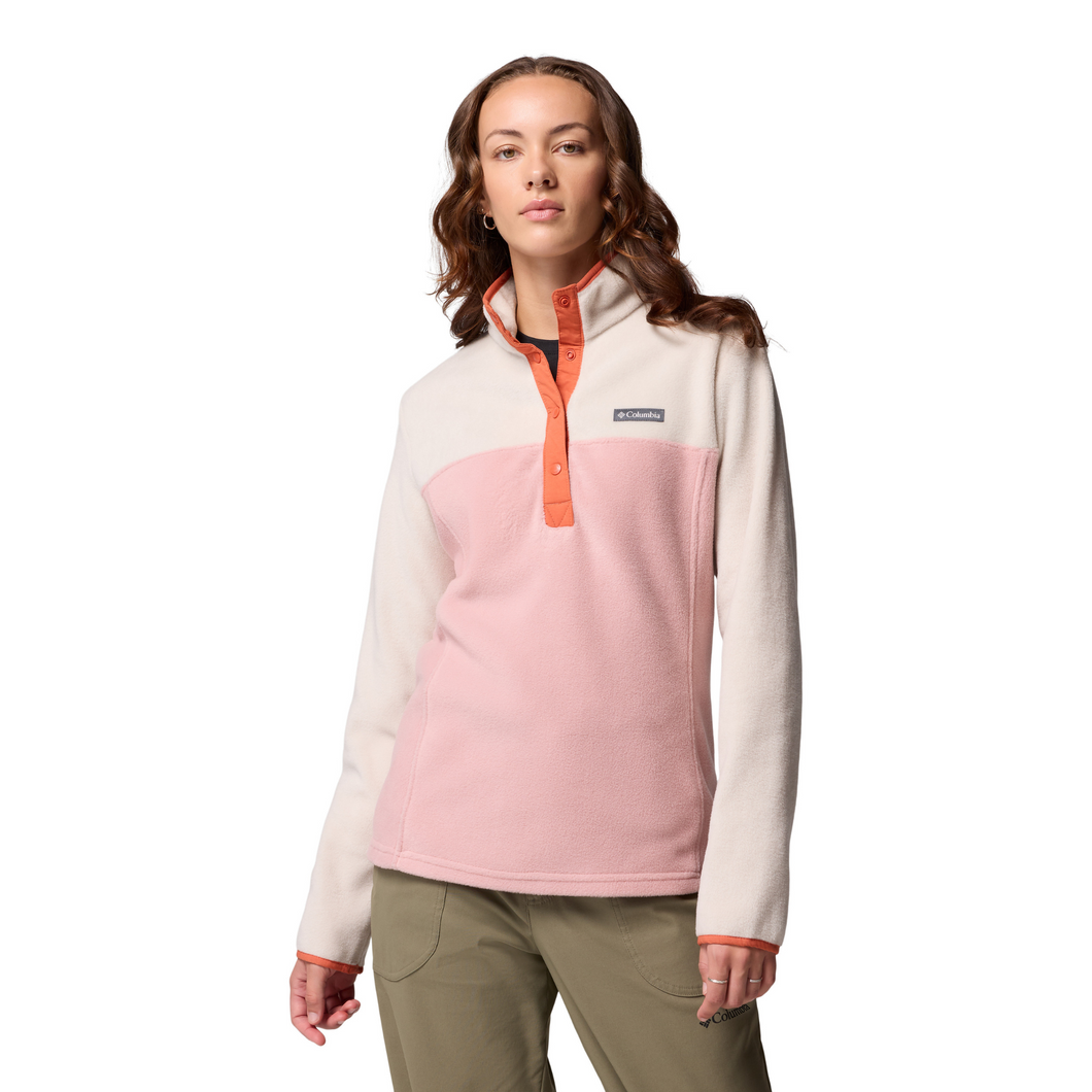 Columbia Women's Benton Springs Half Snap Fleece Top (Eraser Pink/Dark Stone/Tuscan)