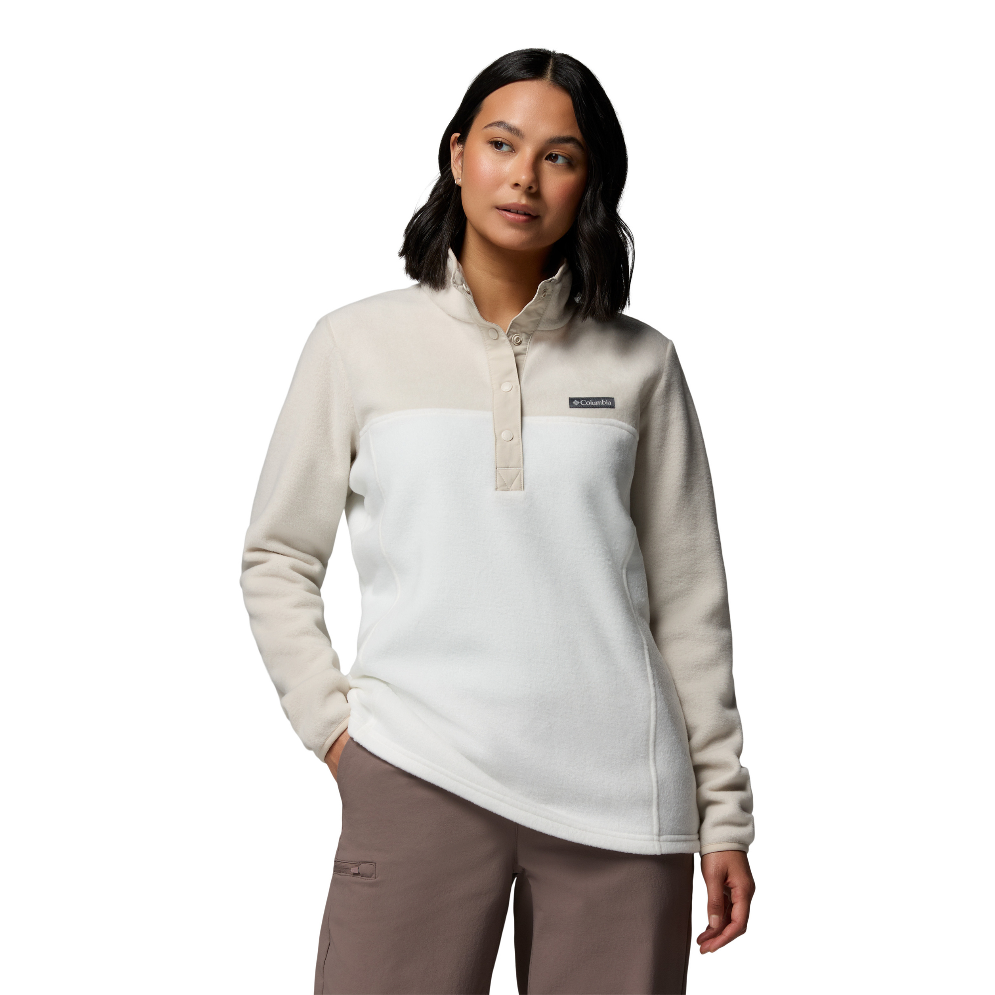 Columbia Women's Benton Springs Half Snap Fleece Top (Sea Salt/Dark Stone)