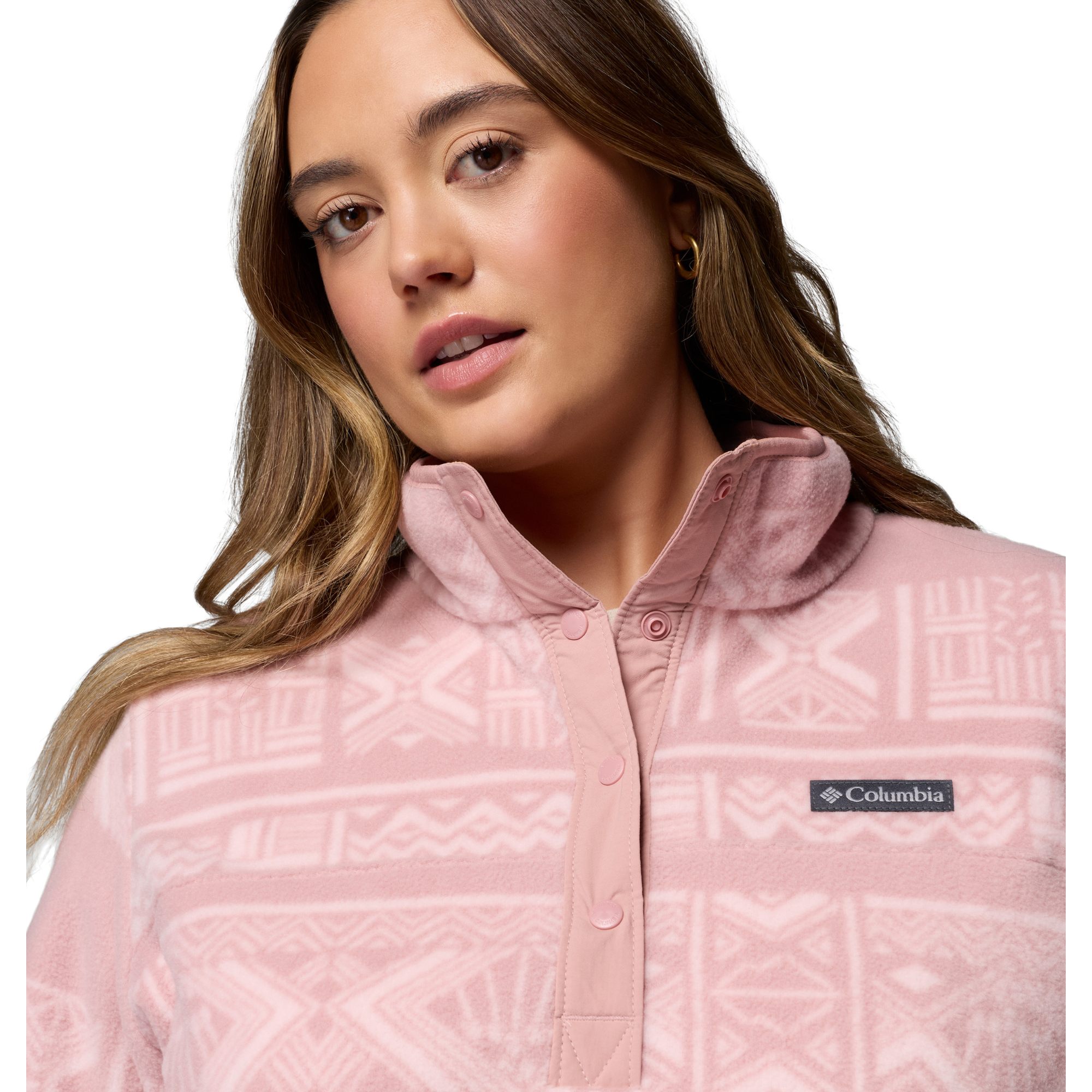 Columbia Women's Benton Springs Printed Half Snap Fleece (Eraser Pink Deschutes Days)