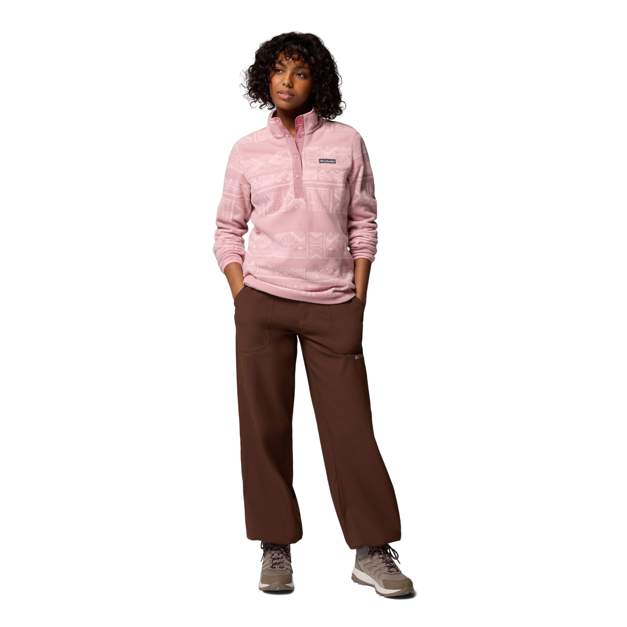 Columbia Women's Benton Springs Printed Half Snap Fleece (Eraser Pink Deschutes Days)
