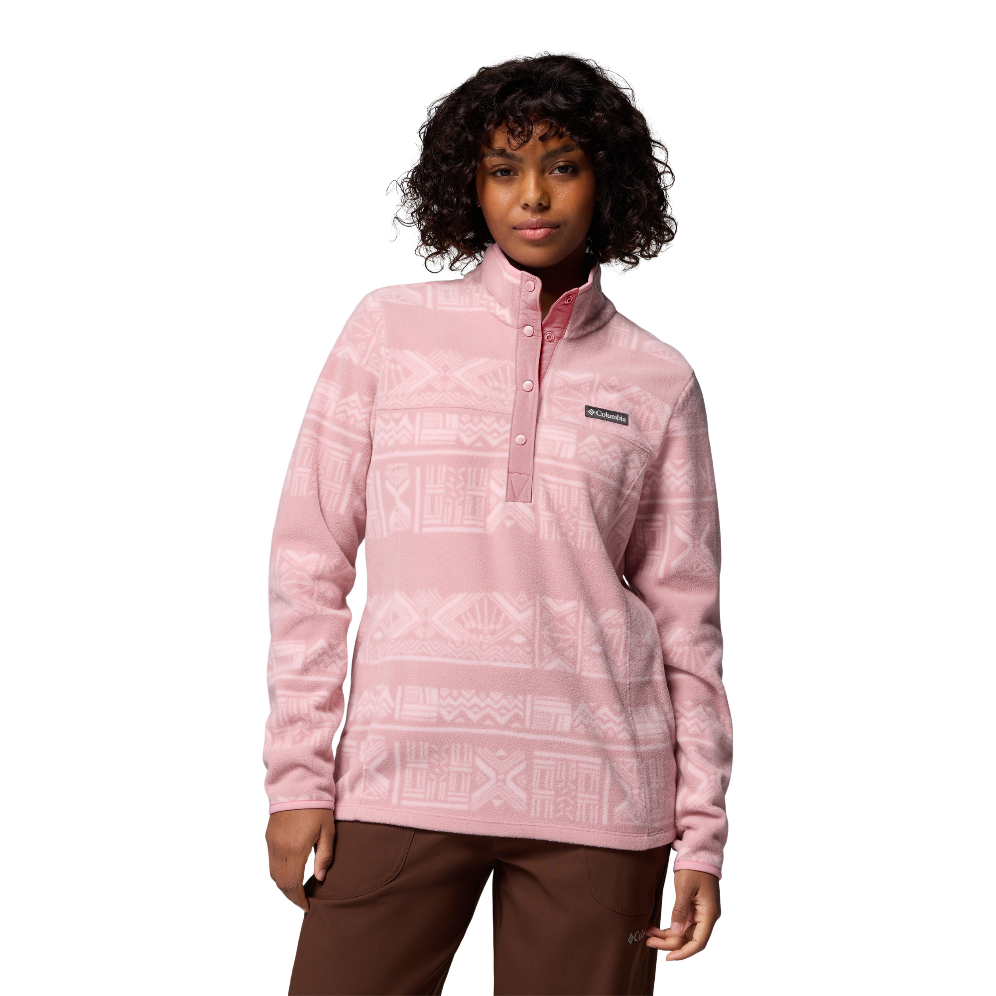 Columbia Women's Benton Springs Printed Half Snap Fleece (Eraser Pink Deschutes Days)