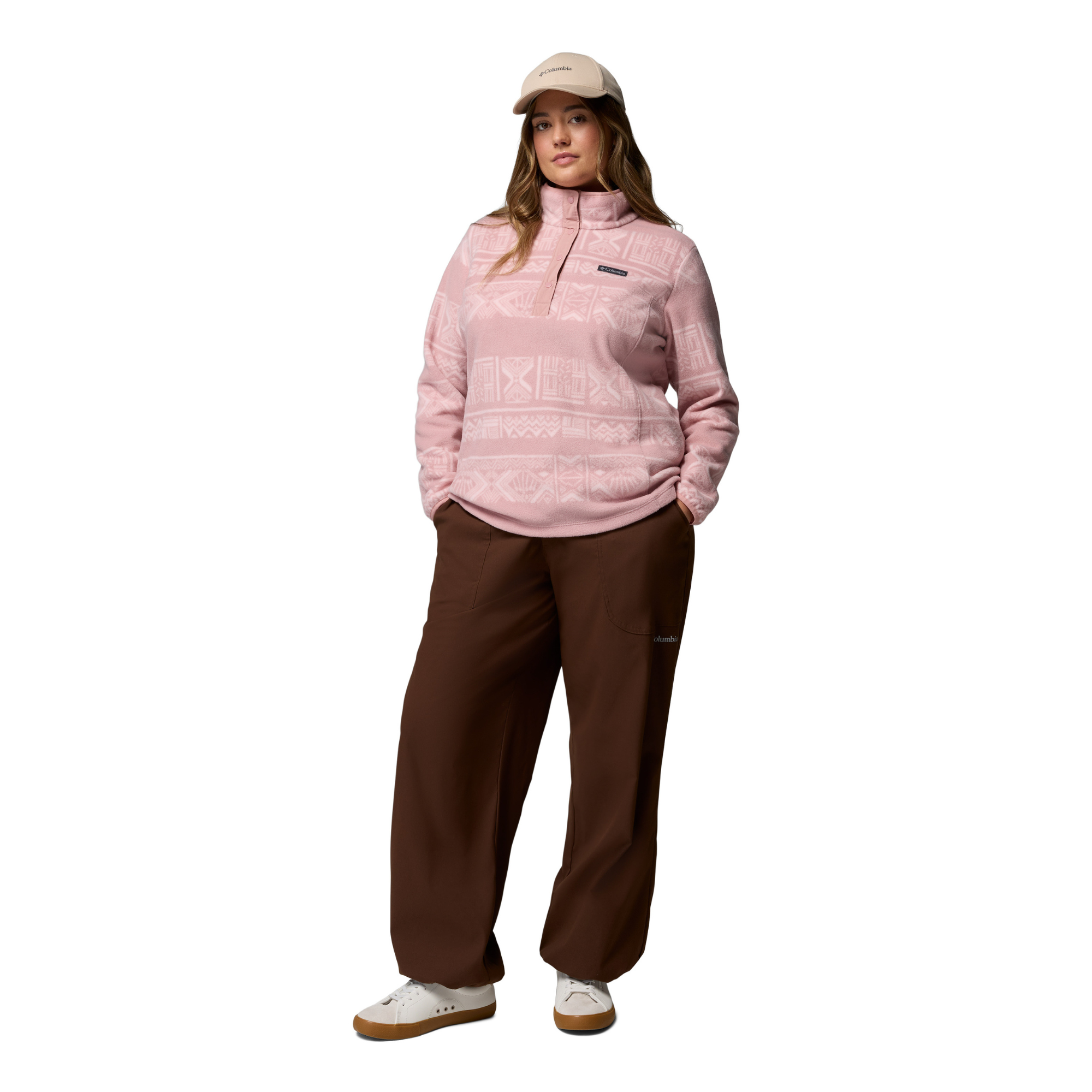 Columbia Women's Benton Springs Printed Half Snap Fleece (Eraser Pink Deschutes Days)