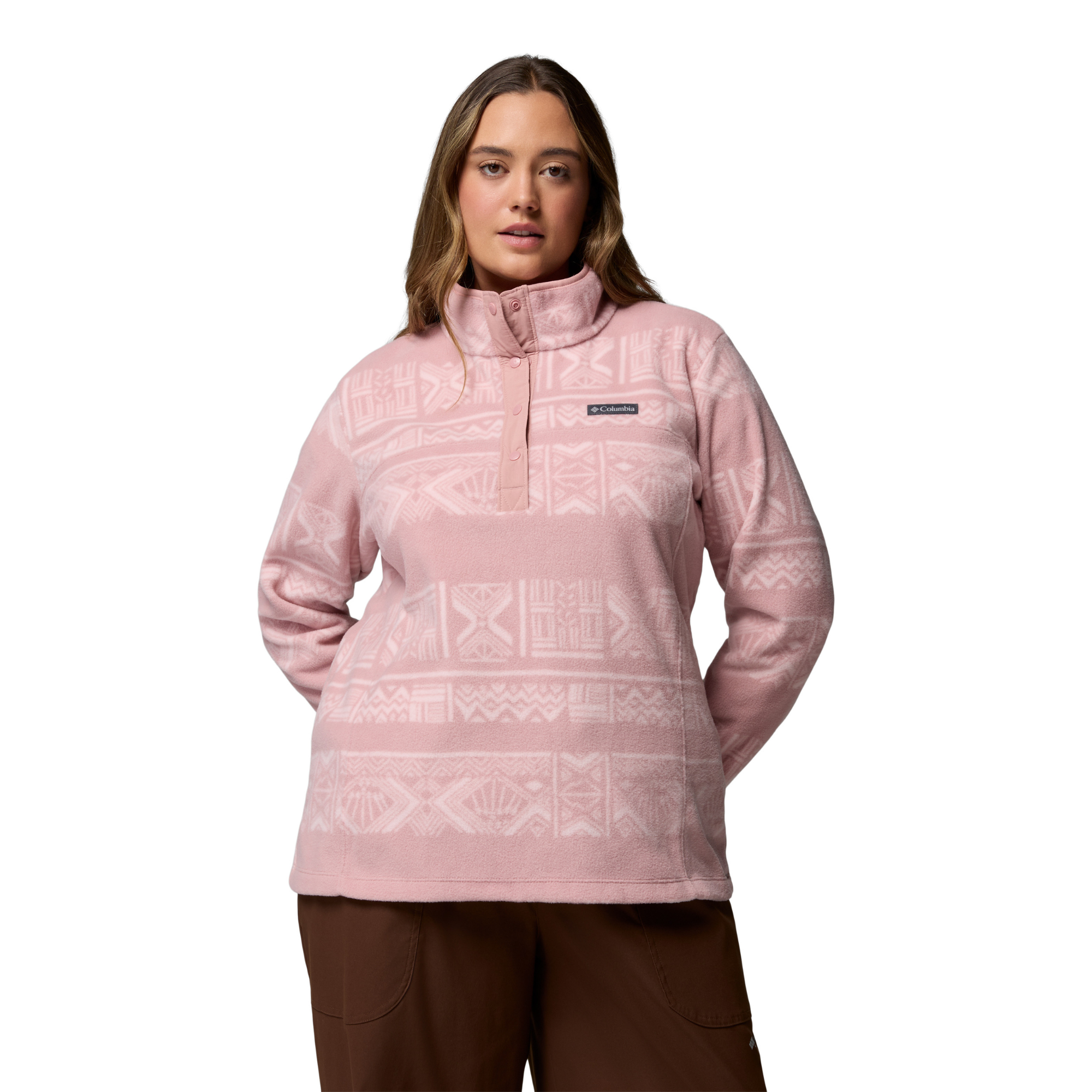 Columbia Women's Benton Springs Printed Half Snap Fleece (Eraser Pink Deschutes Days)